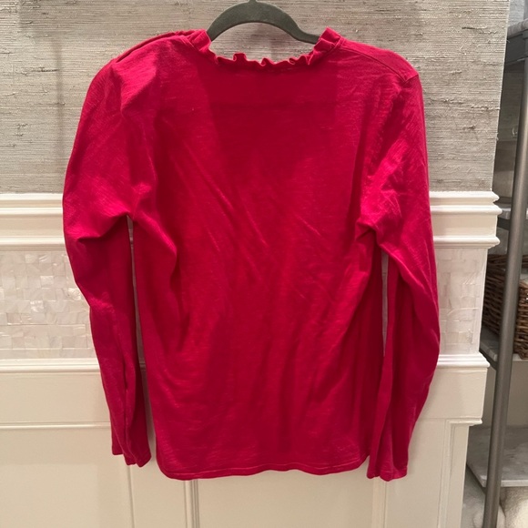 NWT new Anthropologie stateside ruffle collar button long sleeve top medium pink - Picture 11 of 11